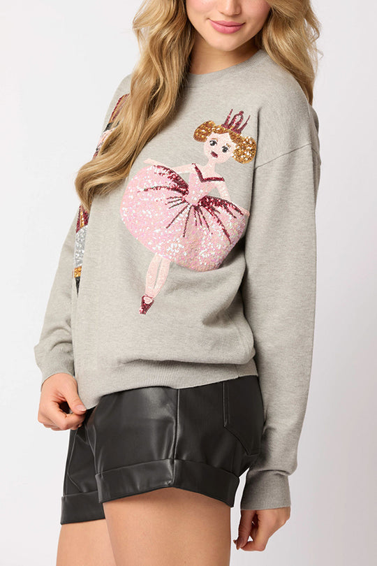 WW | Weihnachtssoldat Pailletten Mode Lässiger Sweatshirt