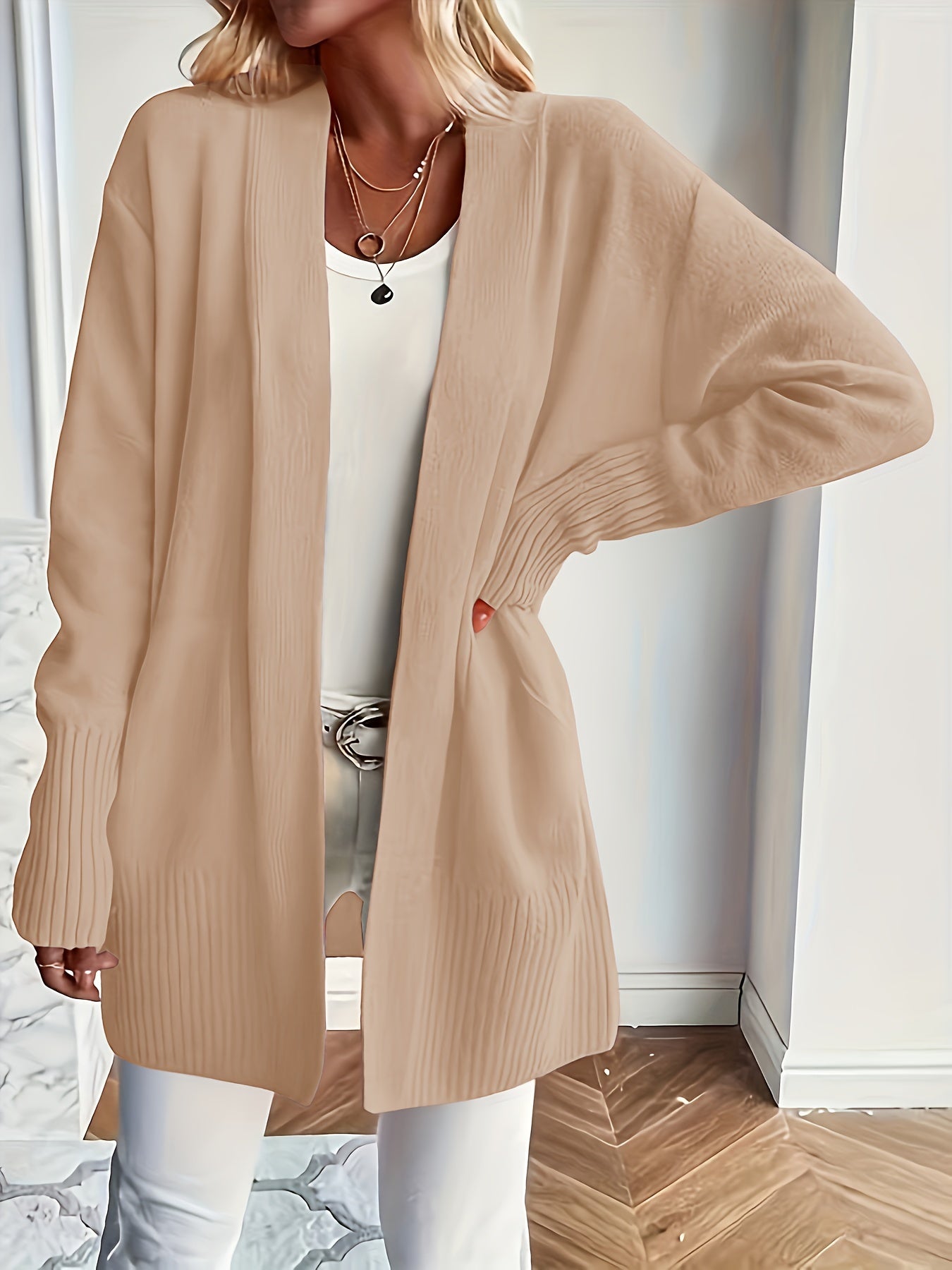 WW | Strickwaren-Woll-Cardigan mit Tasche für Damen - Perfekt für den Alltag