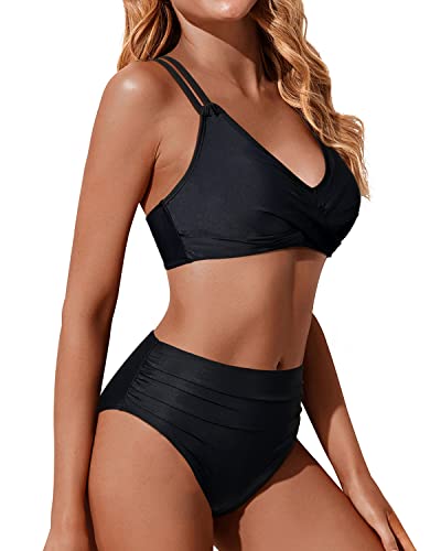 WW | Twist Front High Waisted Bikini Set Two Piece Swimsuits Push Up Wrap Swimsuits