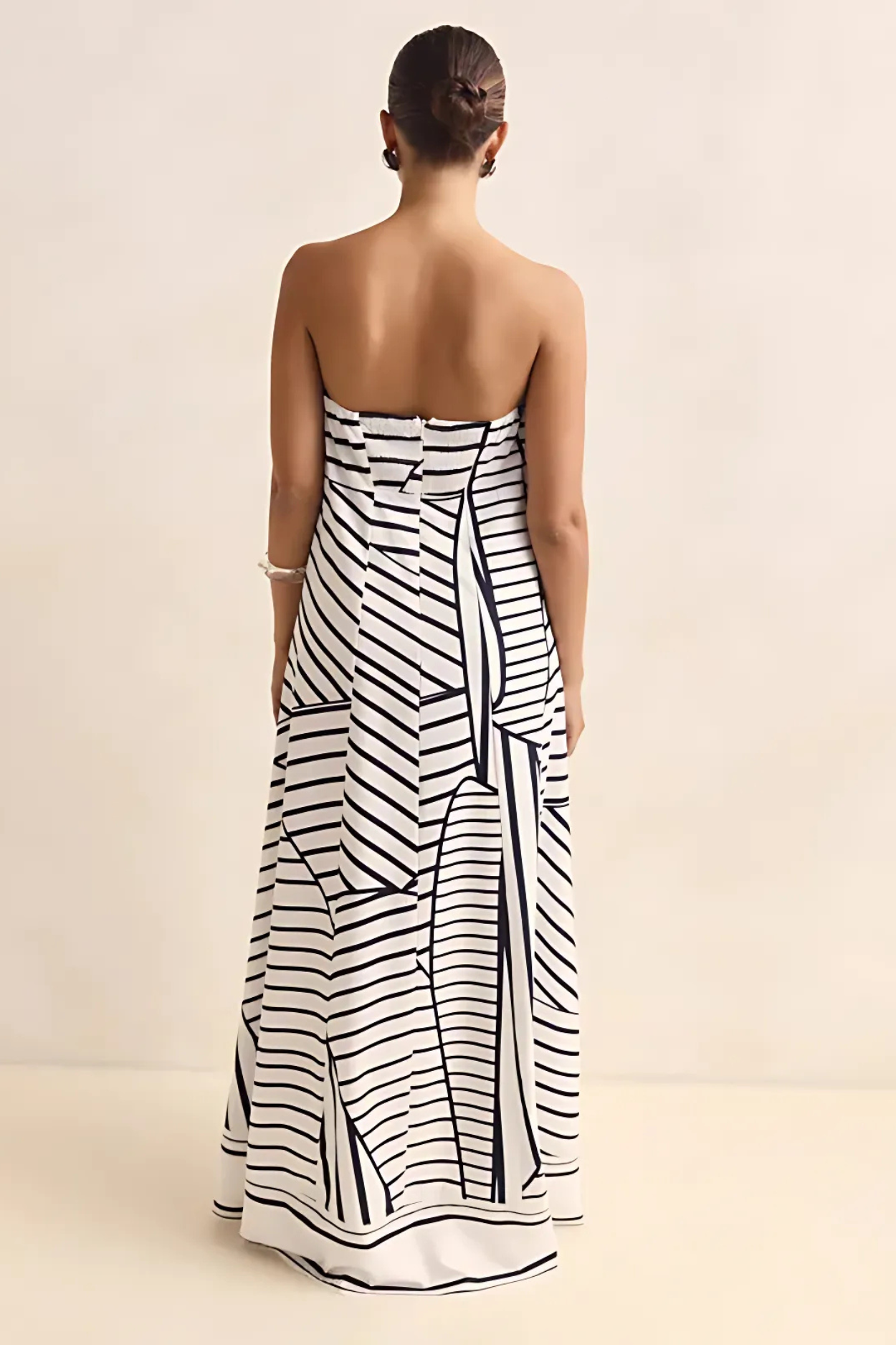Arya Off-the-Shoulder Maxi Dress - Black Stripes