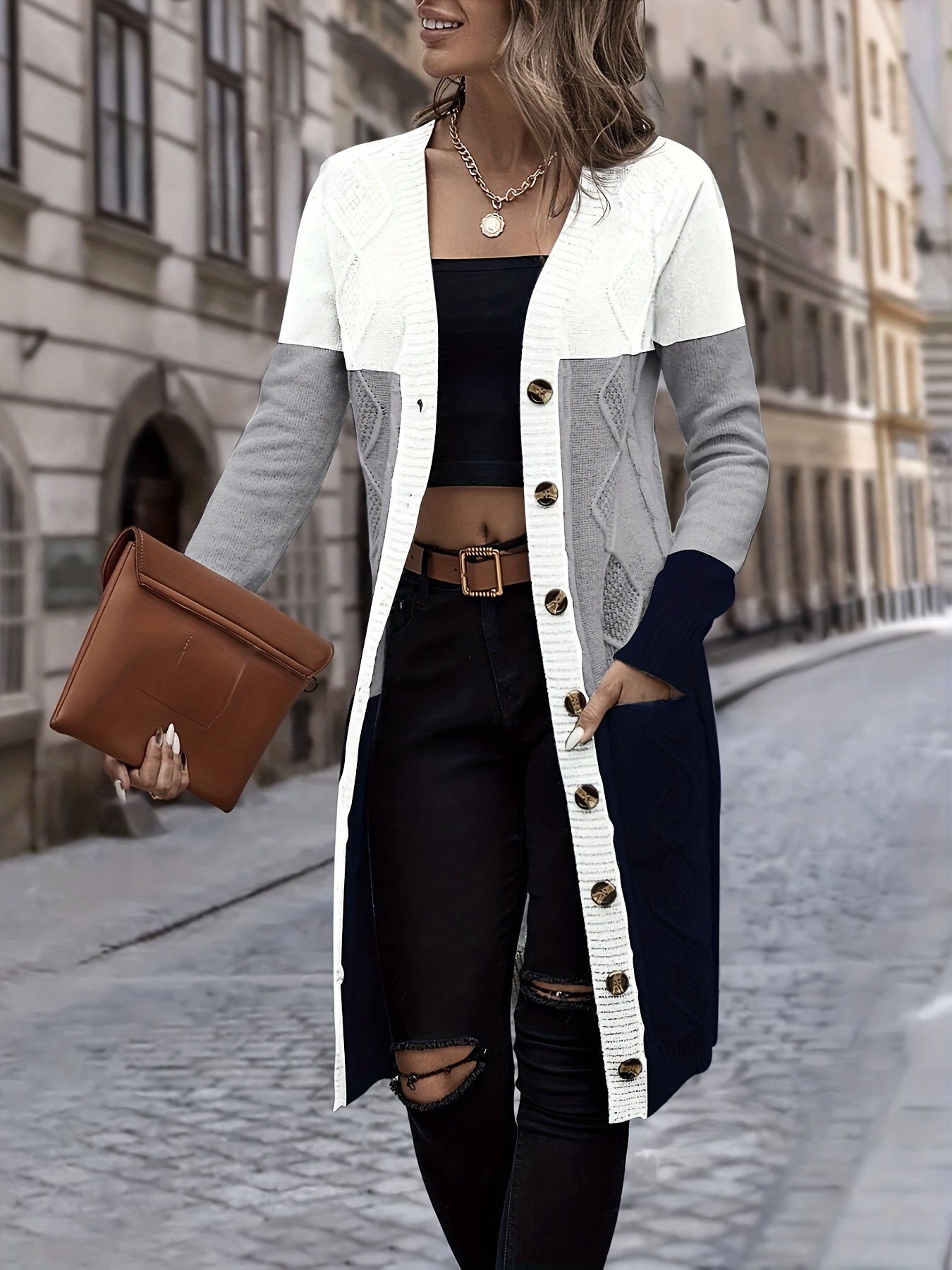 WW | Vielseitige Strickjacke mit langen Ärmeln