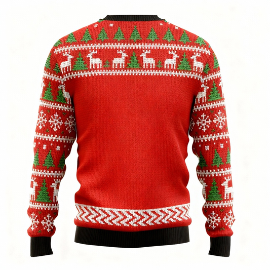 WW | Santa & Rentier Print Hässlicher Weihnachtspullover Geschenk - Beste Lustige Feiertagsgeschenk