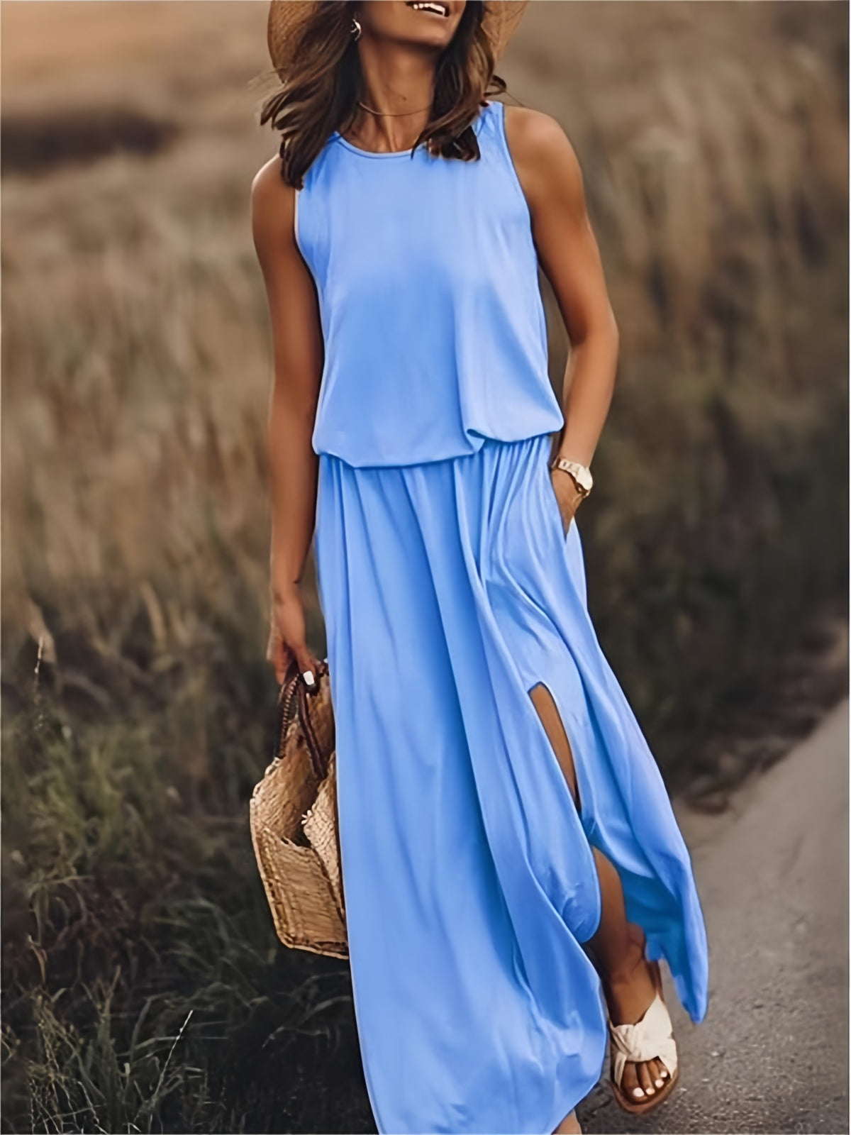 WW | Damen Schwarzes Modal Boho Maxikleid Farben