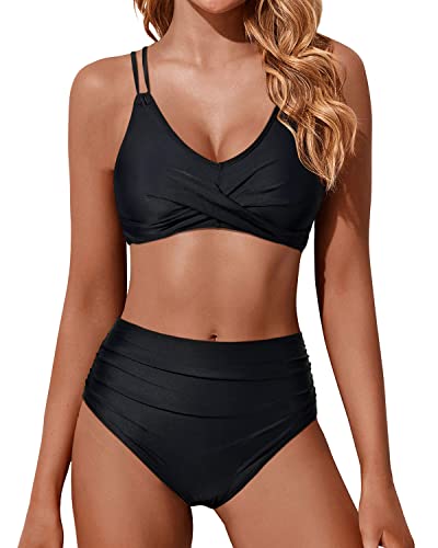 WW | Twist Front High Waisted Bikini Set Two Piece Swimsuits Push Up Wrap Swimsuits