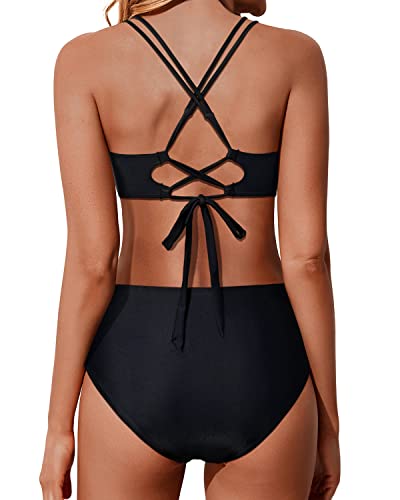 WW | Twist Front High Waisted Bikini Set Two Piece Swimsuits Push Up Wrap Swimsuits