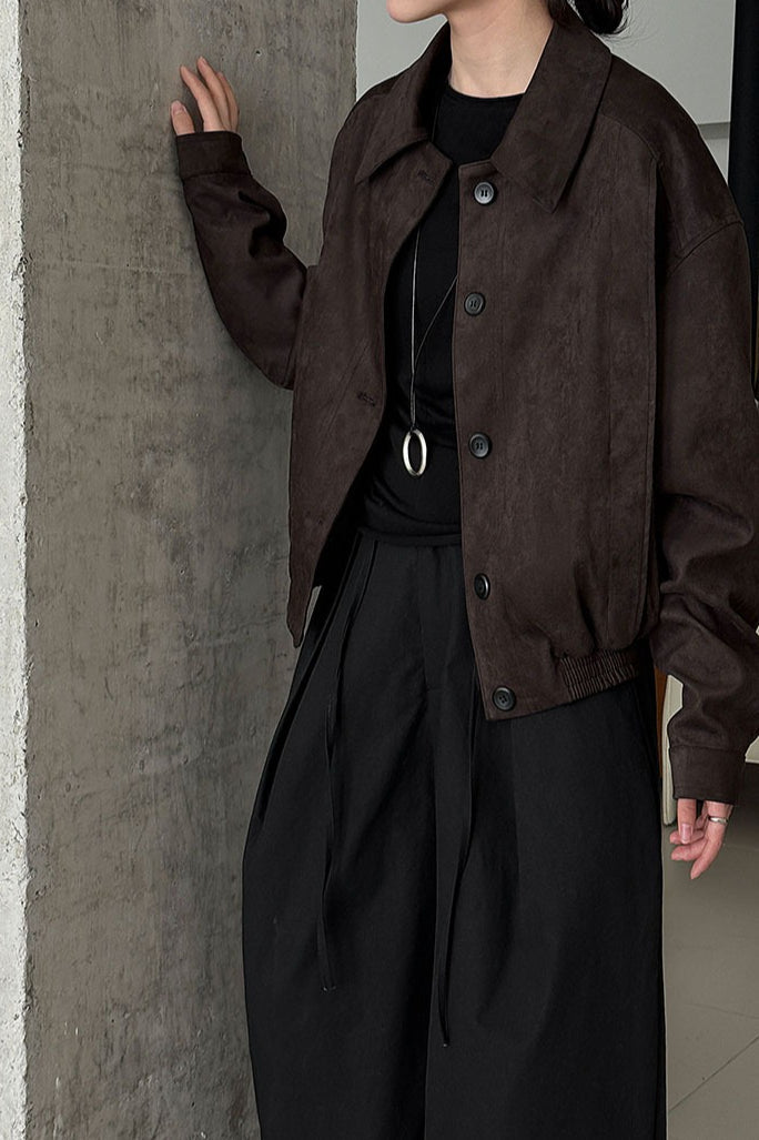 WW | Suede Lapel Collar Jacket