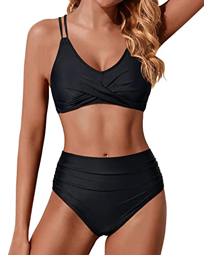 WW | Twist Front High Waisted Bikini Set Two Piece Swimsuits Push Up Wrap Swimsuits