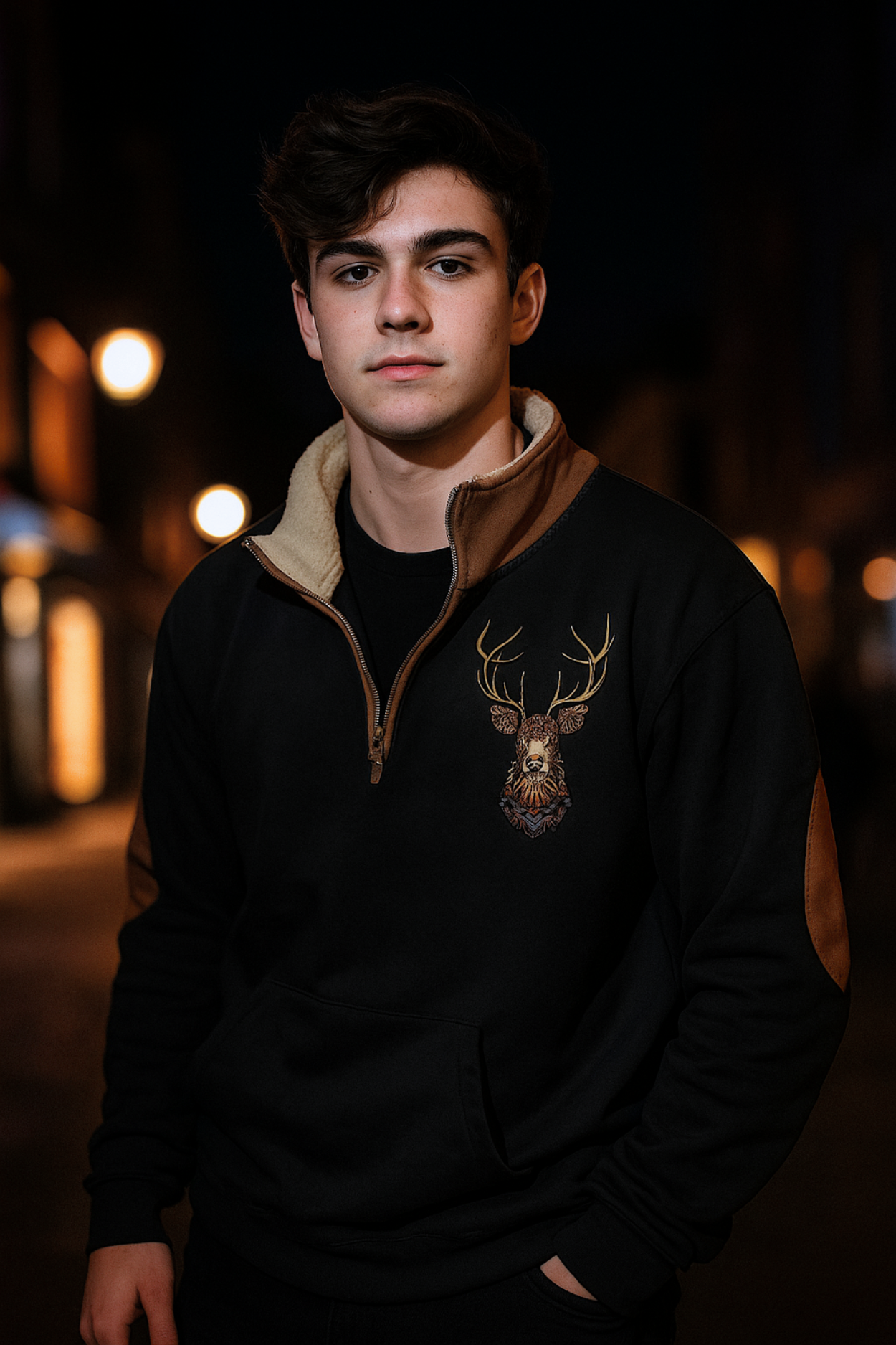 Kristoff Jumper with Stag Detail - Black