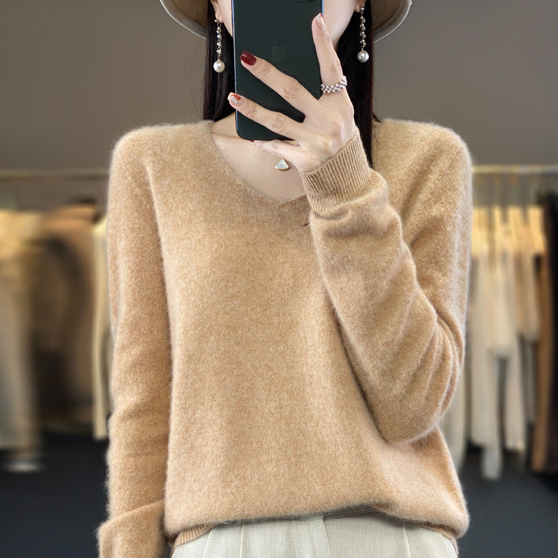 WW | Lockere Damenpullover mit V-Ausschnitt für Herbst und Winter
