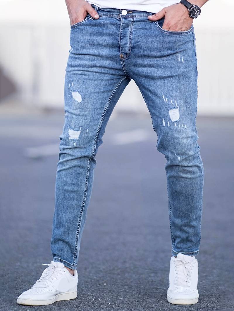 WW | Skinny Fit Jeans with Rips - Stretch Denim Pants for Everyday & Streetwear Style