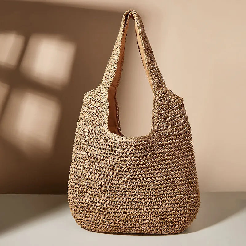 WW | Round Straw Shoulder Bag For Summer With Hand Weave