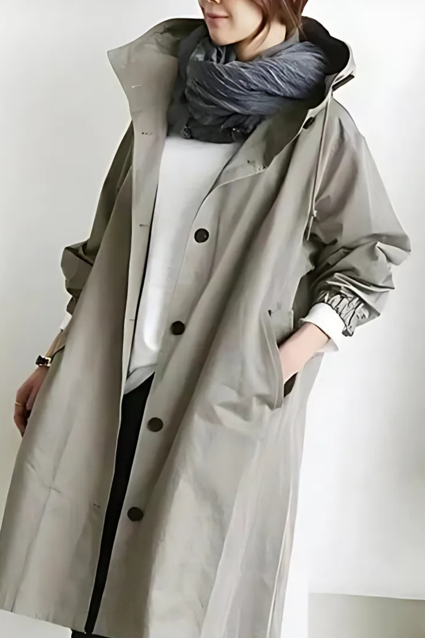 Dolly Stylish Trench Coat - Light Grey