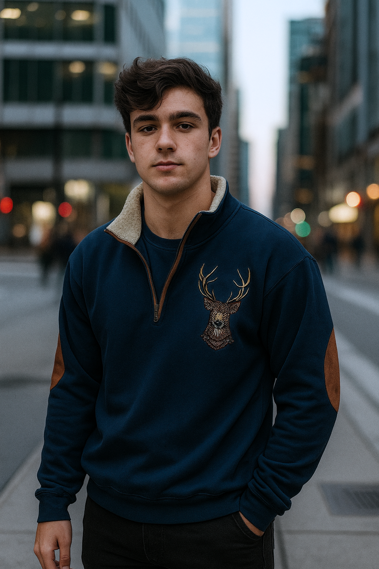 Kristoff Jumper with Deer Detail - Blue