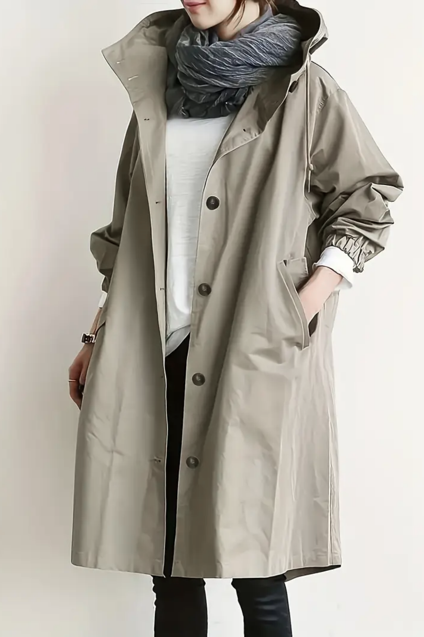 Dolly Stylish Trench Coat - Light Grey