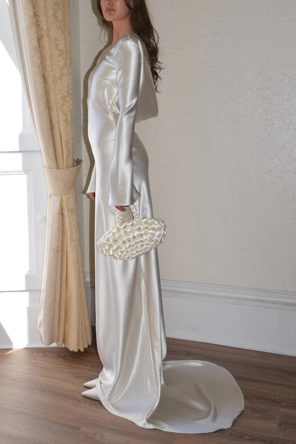 WW | Pearl Eden Satin Backless Cowl Neck Gown Maxi Dress