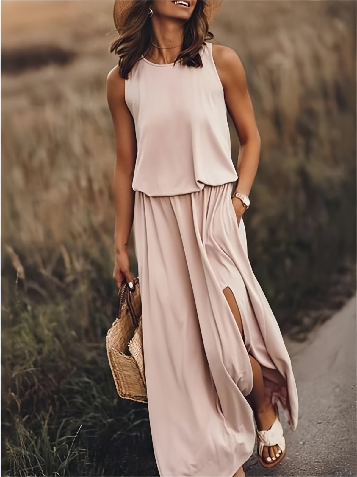 WW | Damen Schwarzes Modal Boho Maxikleid Farben