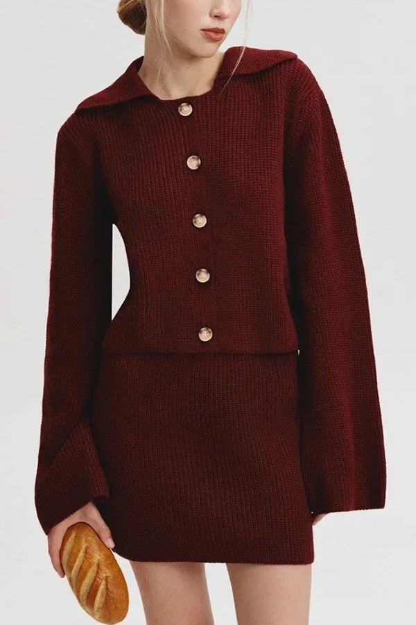 WW | Cozy knit cardigan and casual mini skirt set