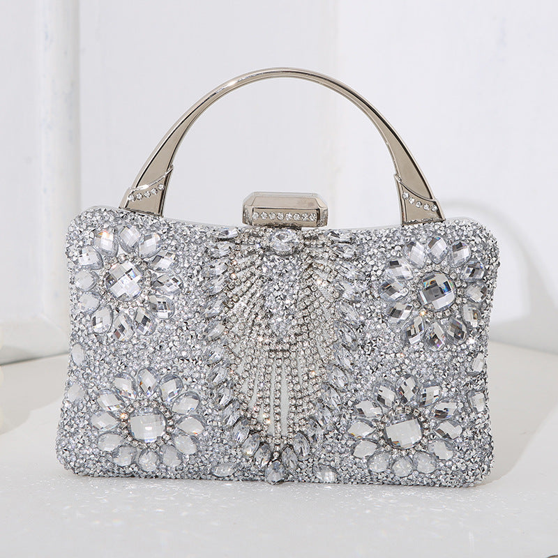 WW Metallic Handcrafted Diamond-Inlaid Evening Bag