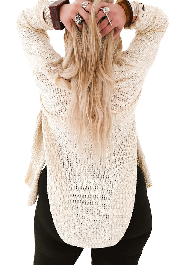WW | Cozy knitted mid-length cardigan with long sleeves