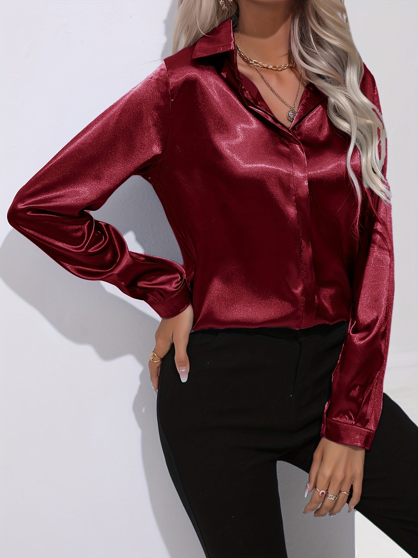 WW | Schicke Herbst Elegante Satin Bluse für Frauen
