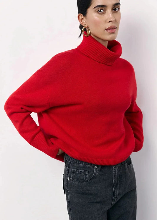 WW | Oversized Red Turtleneck Knit Sweater