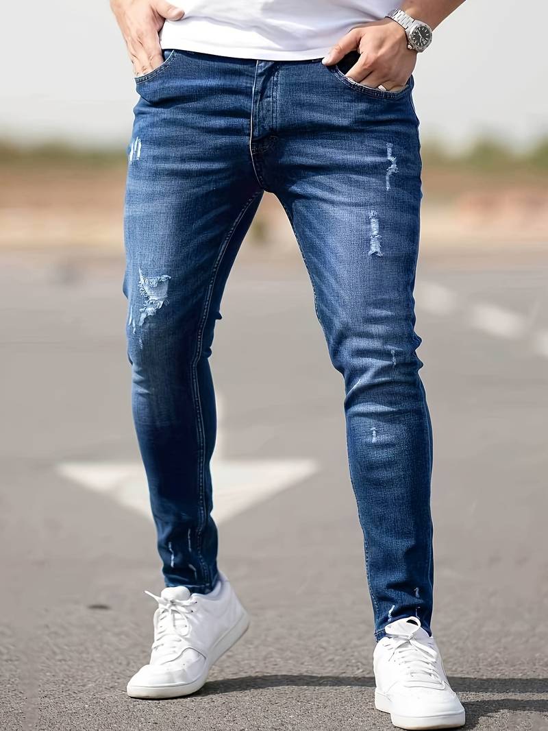 WW | Skinny Fit Jeans with Rips - Stretch Denim Pants for Everyday & Streetwear Style