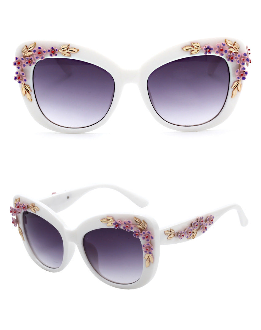 WW | Exquisite Damen Sonnenbrille Mit Blumenmuster