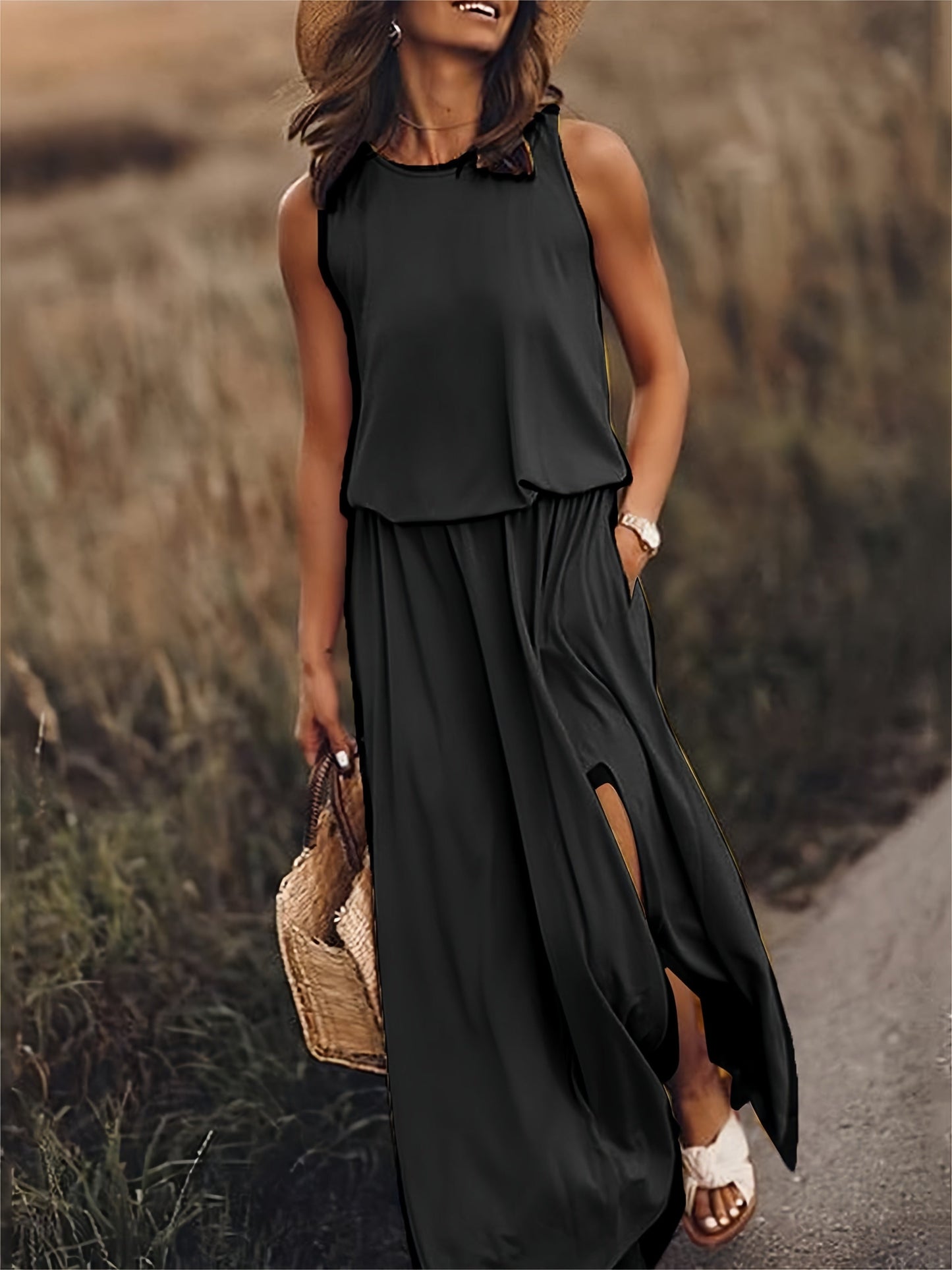 WW | Schlichtes Boho Maxikleid Aus Modal Für Damen