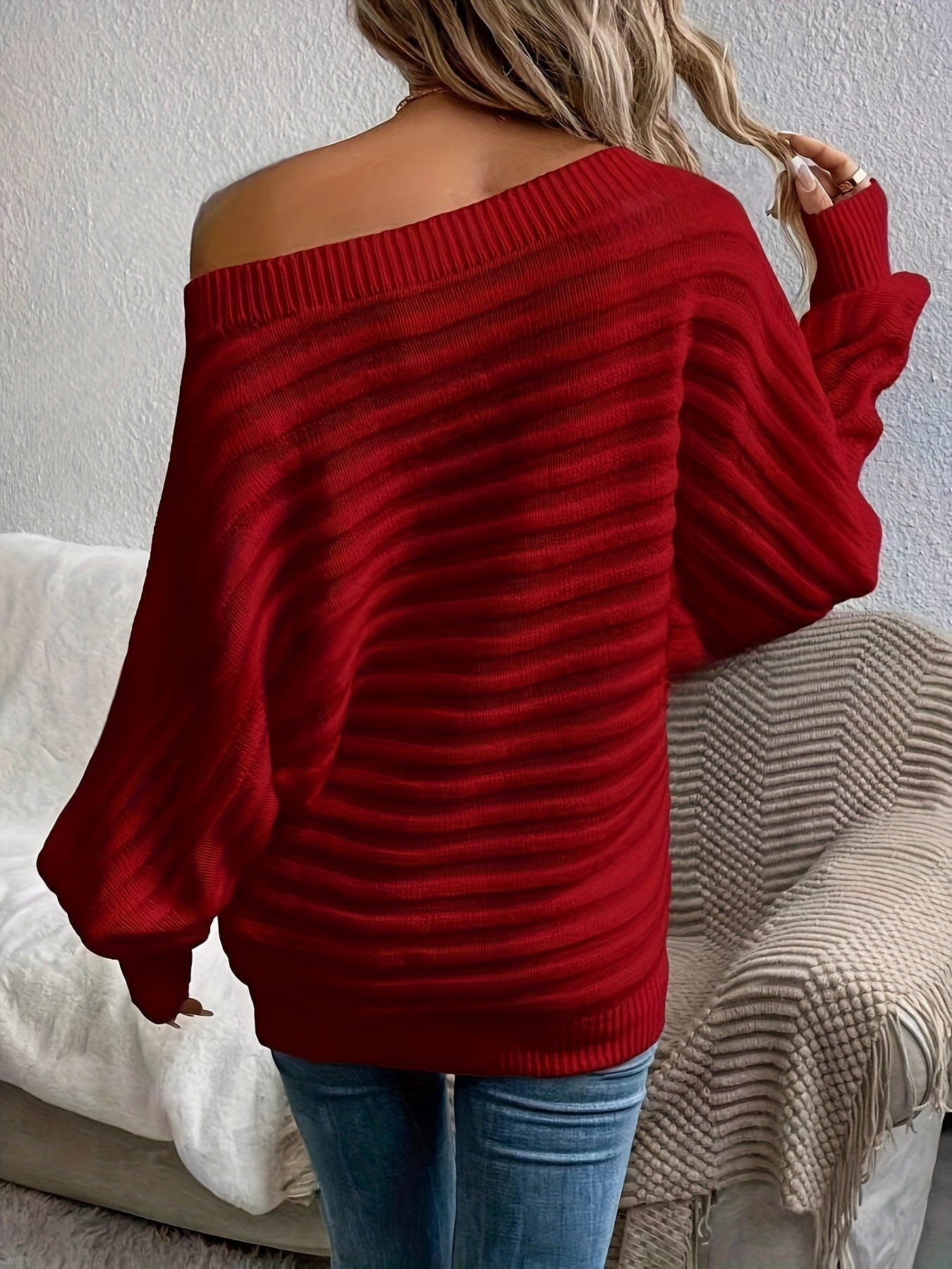WW | Off-the-shoulder Wool Sweater with Comfortable Design Pullover for Women - Perfect for Casual Days
