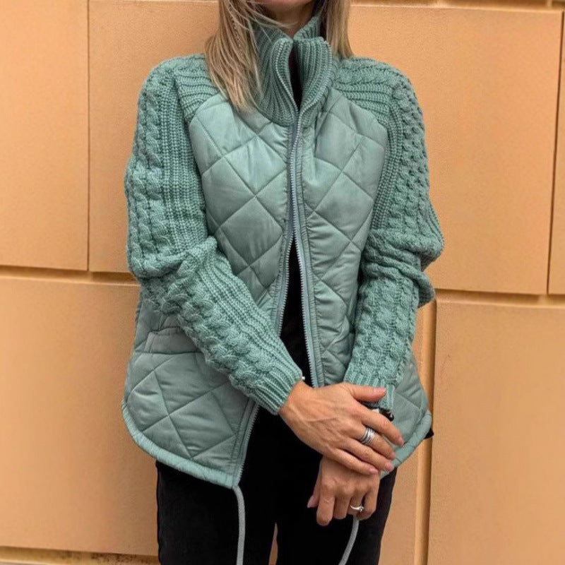 WW | Cozy quilted jacket with knit sleeves for women