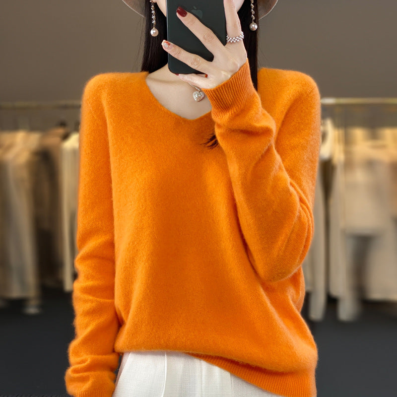 WW | Lockere Damenpullover mit V-Ausschnitt für Herbst und Winter