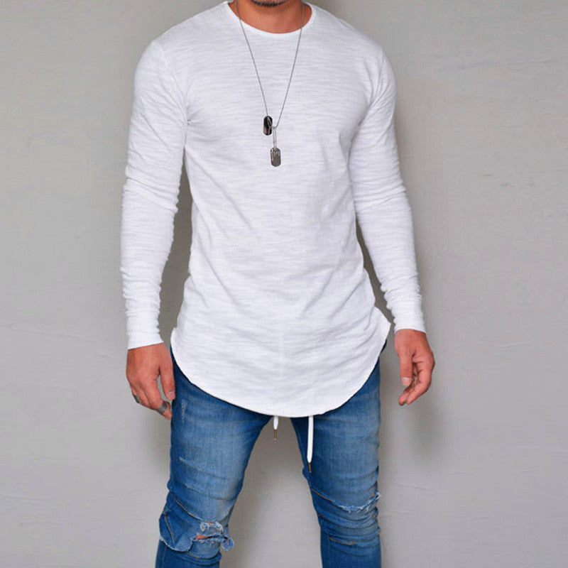 WW | Langarm T Shirt Slim Passform Rundhals Weiche Atmungsaktive Baumwollmischung