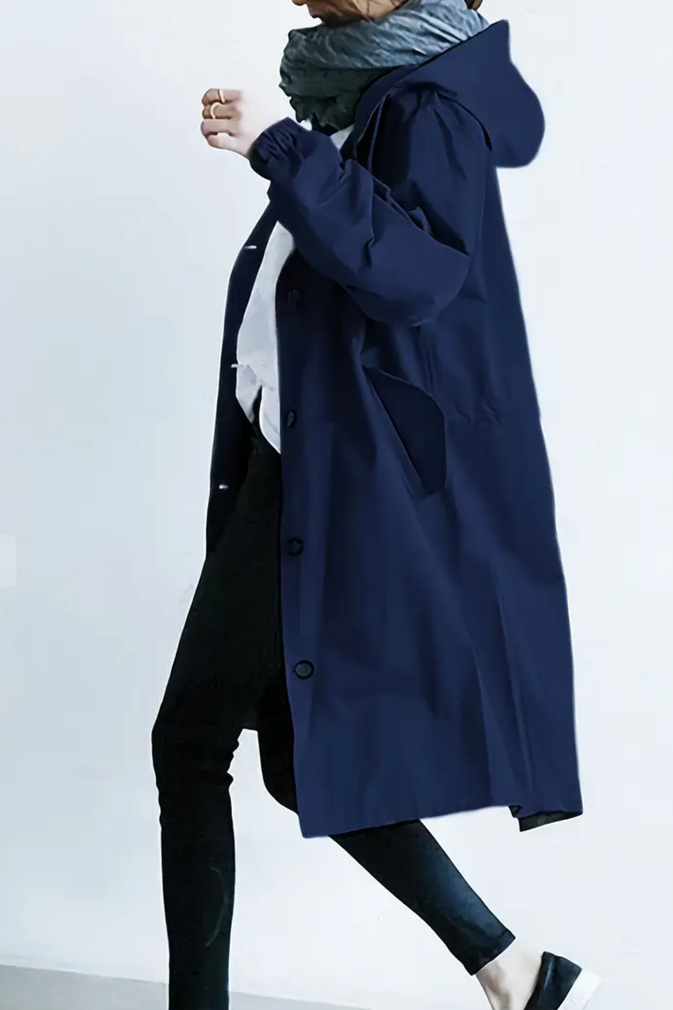 Dolly Stylish Trench Coat - Navy Blue