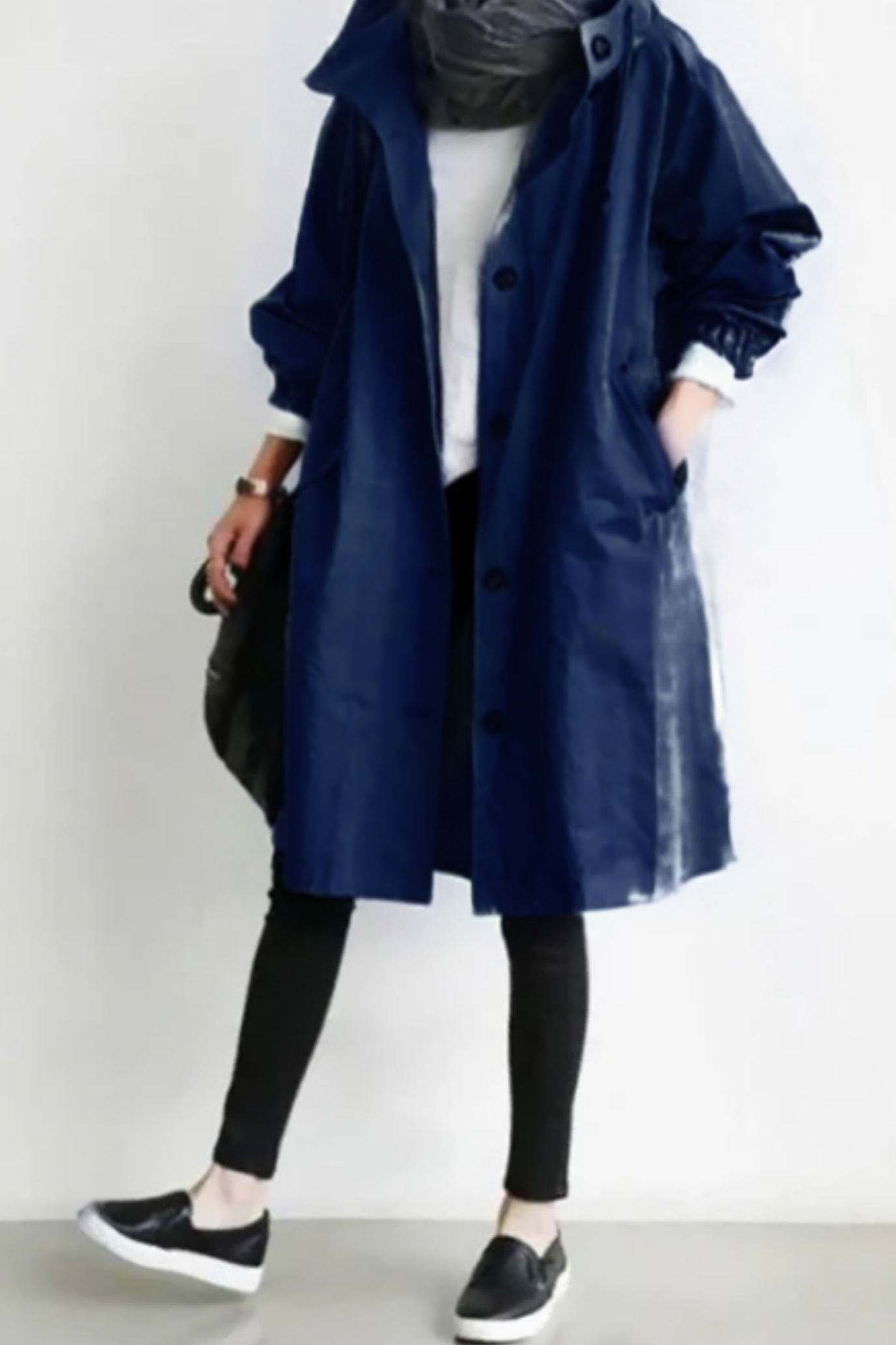 Dolly Stylish Trench Coat - Navy Blue