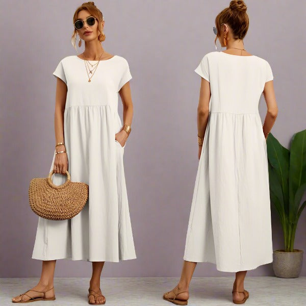 WW | Casual Elegant Baumwolle und Leinenkleid
