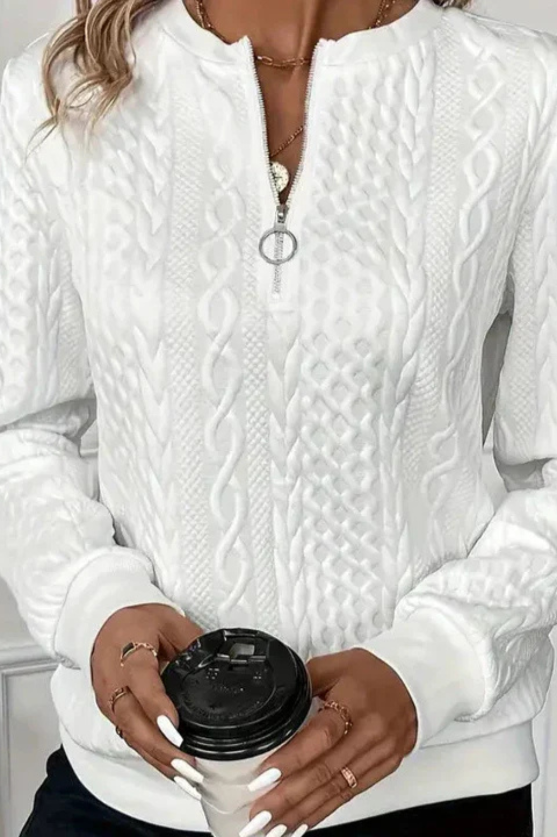 Melanie Versatile Autumn Sweater - White