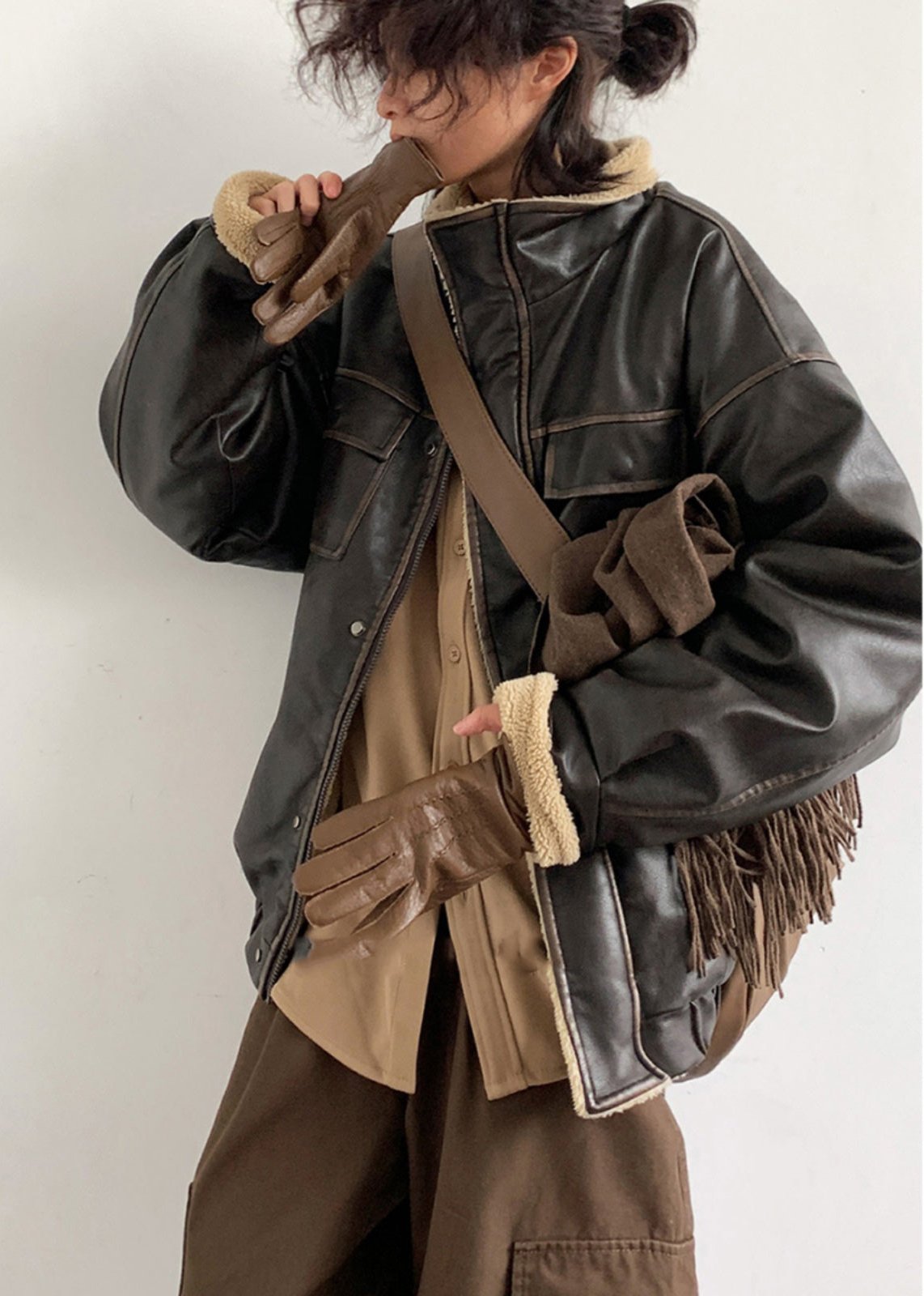 WW | Inspired Lamb Fleece Lined Leather Jacket – Unisex Style