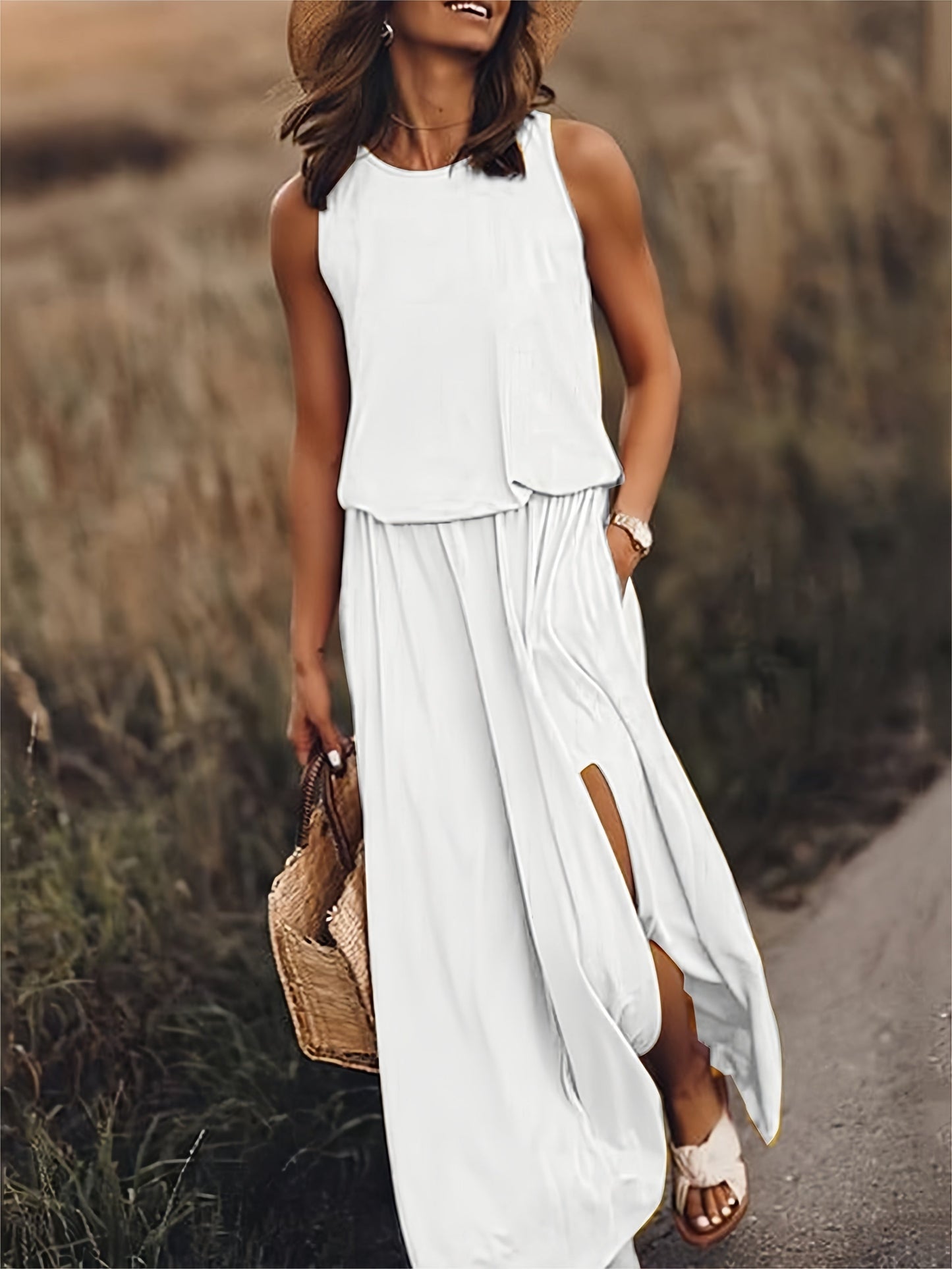 WW | Schlichtes Boho Maxikleid Aus Modal Für Damen
