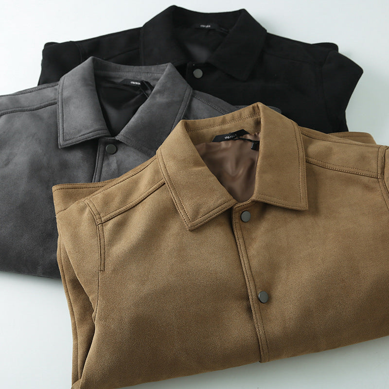 WW | Lässige; Wildlederjacke mit Revers