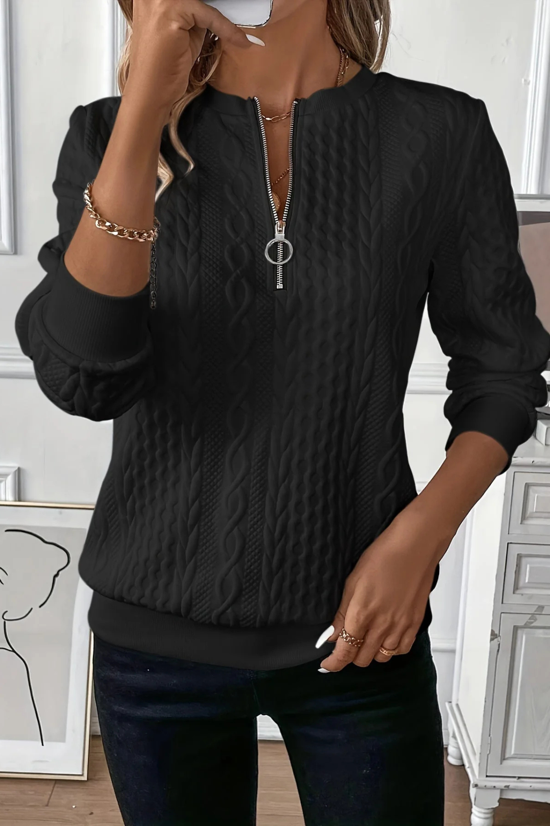 Melanie Versatile Autumn Sweater - Black