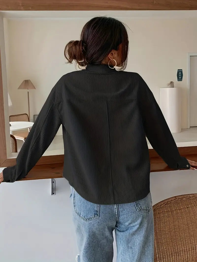 WW | Langärmelige Taschen Kordjacke mit Knöpfen