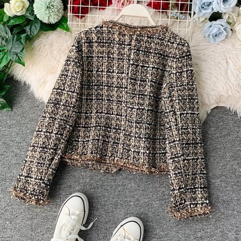 WW | Tweed-Jacke - Goldenen Knopf Akzente - Klassische Eleganz - Anspruchsvolles Schichten