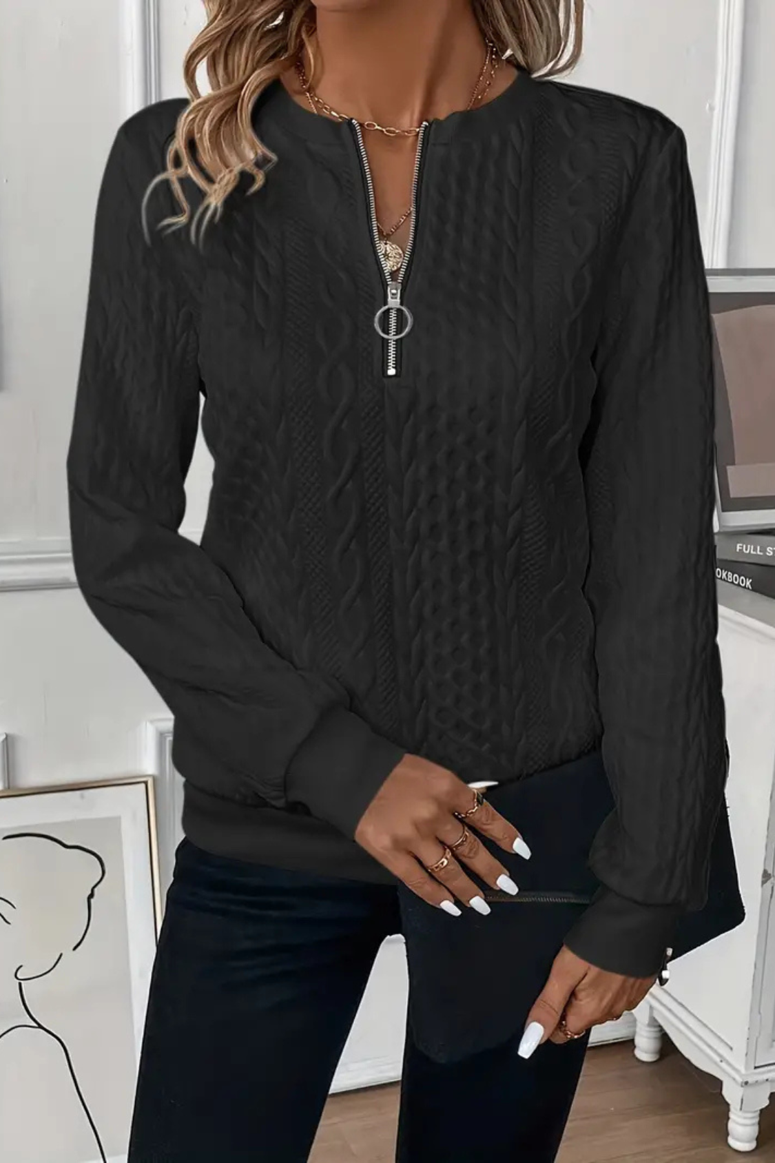 Melanie Versatile Autumn Sweater - Black