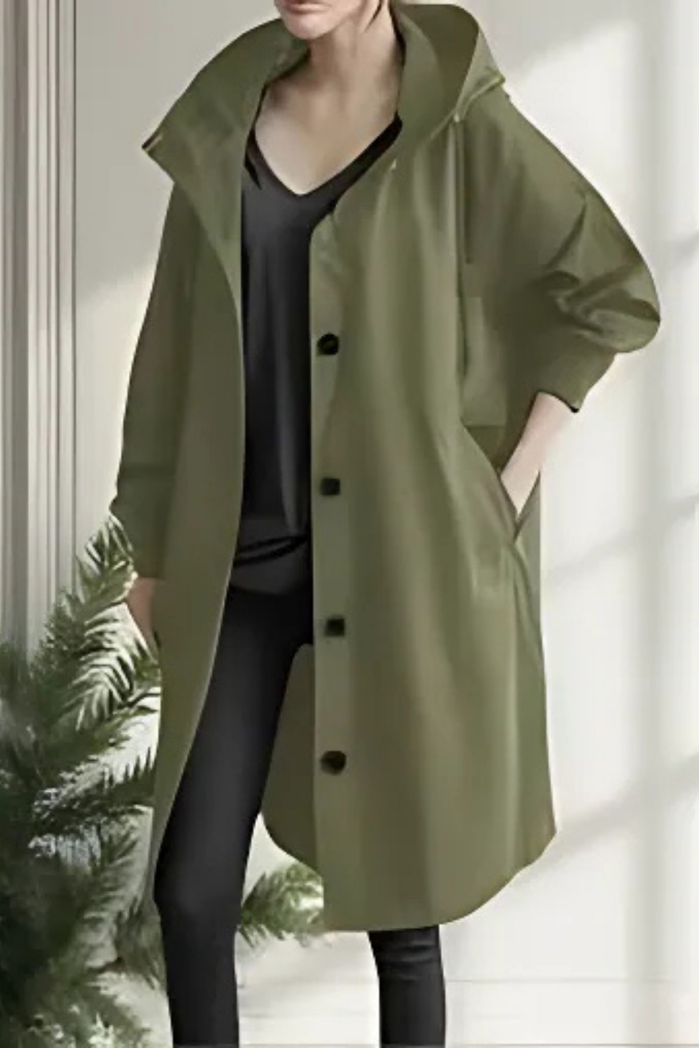 Dolly Stylish Trench Coat - Olive