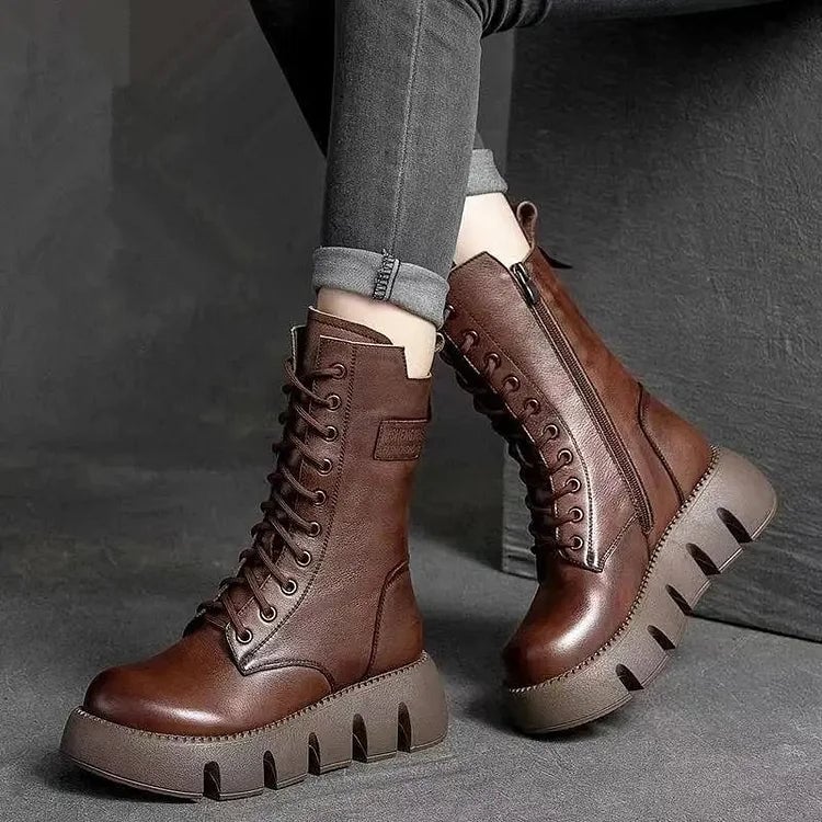 WW | Winterstiefel mit Reißverschluss - Rutschfeste Sohle - Warm Gefüttert - Echtleder-Optik