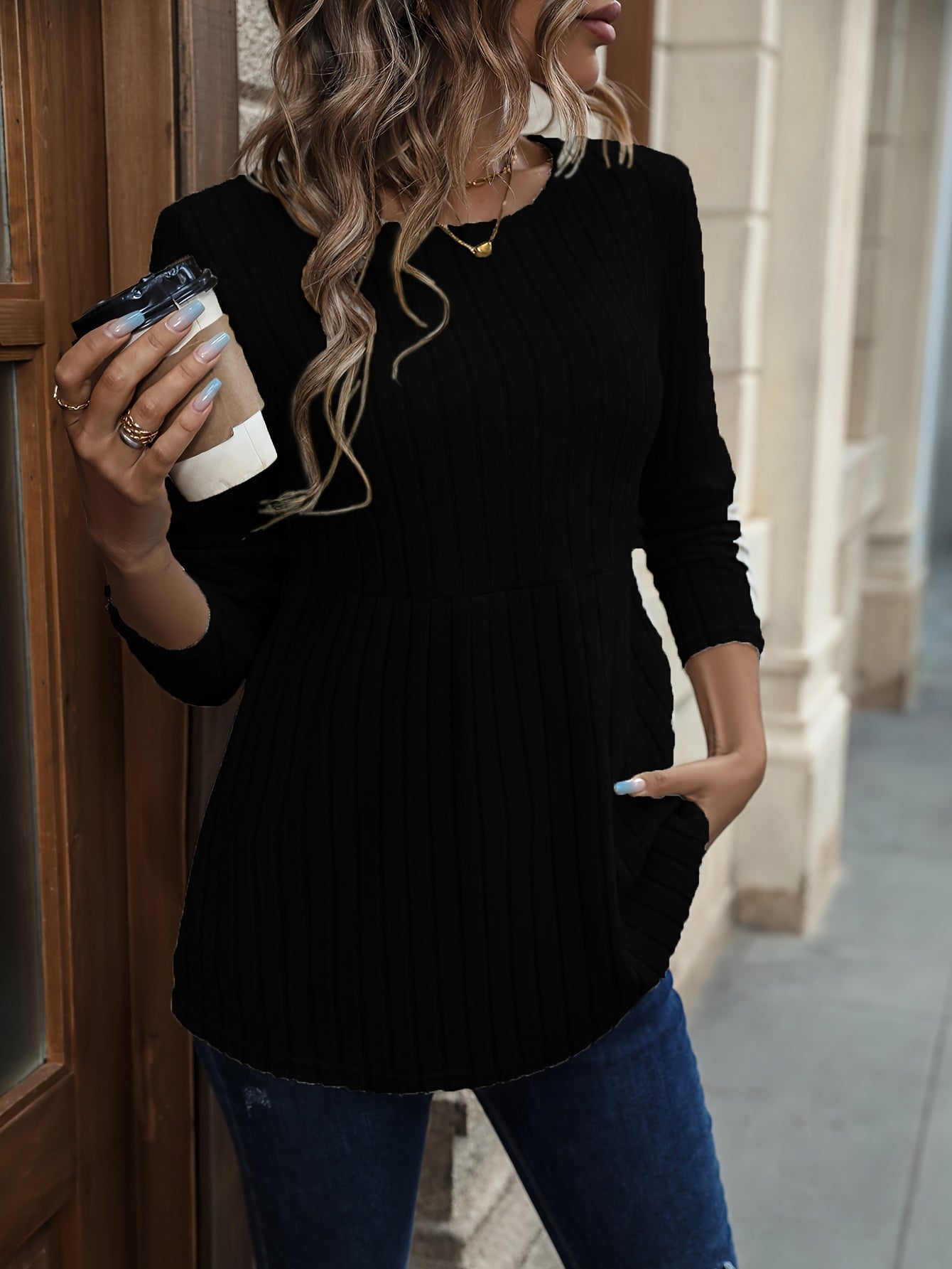 WW | Chic and Comfortable Ribbed Knit Sweater