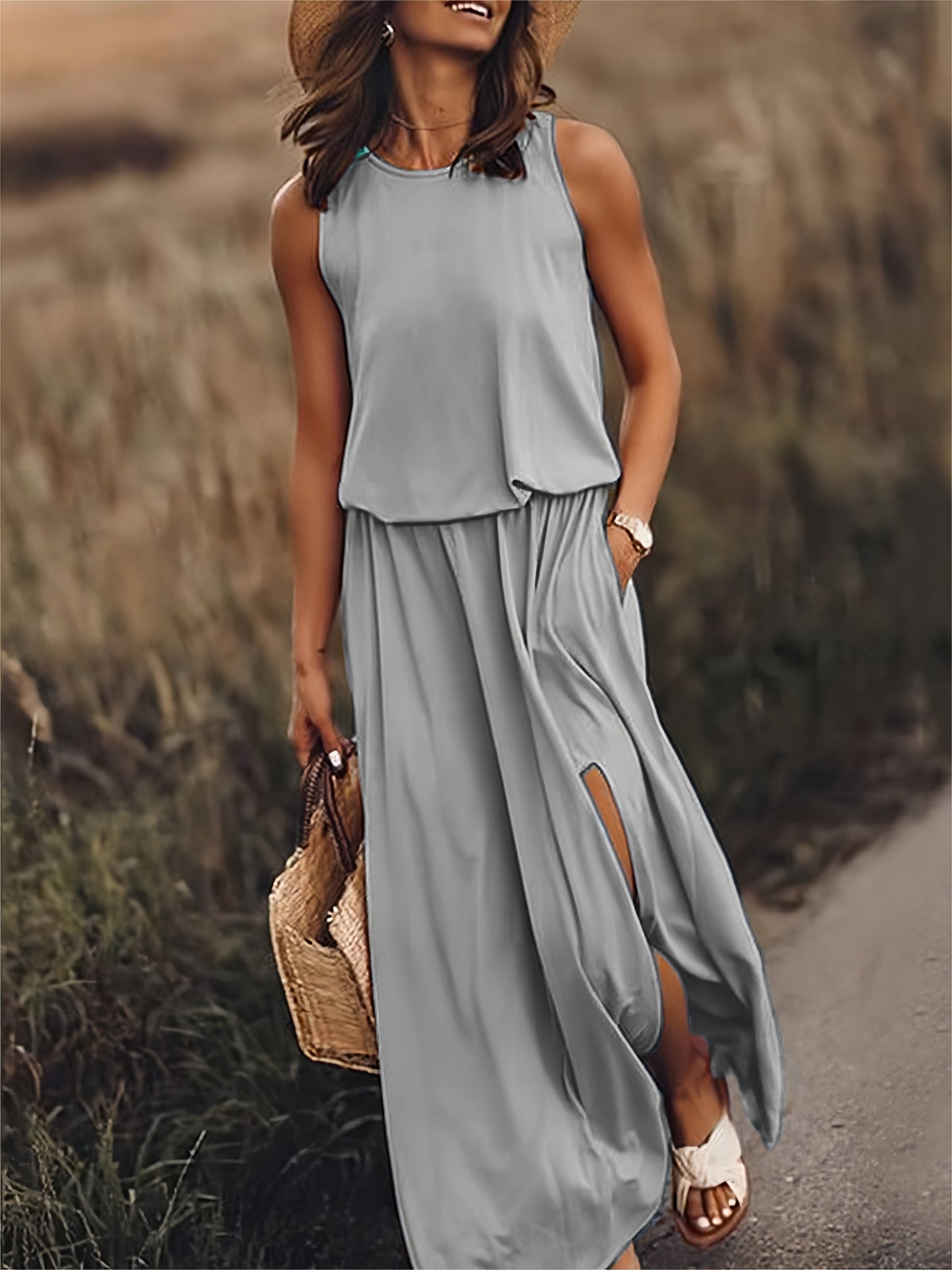 WW | Schlichtes Boho Maxikleid Aus Modal Für Damen