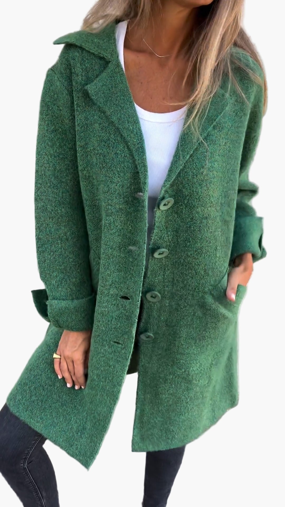 WW | Coat with elegant lapels - Long transitional jacket for everyday wear and the office