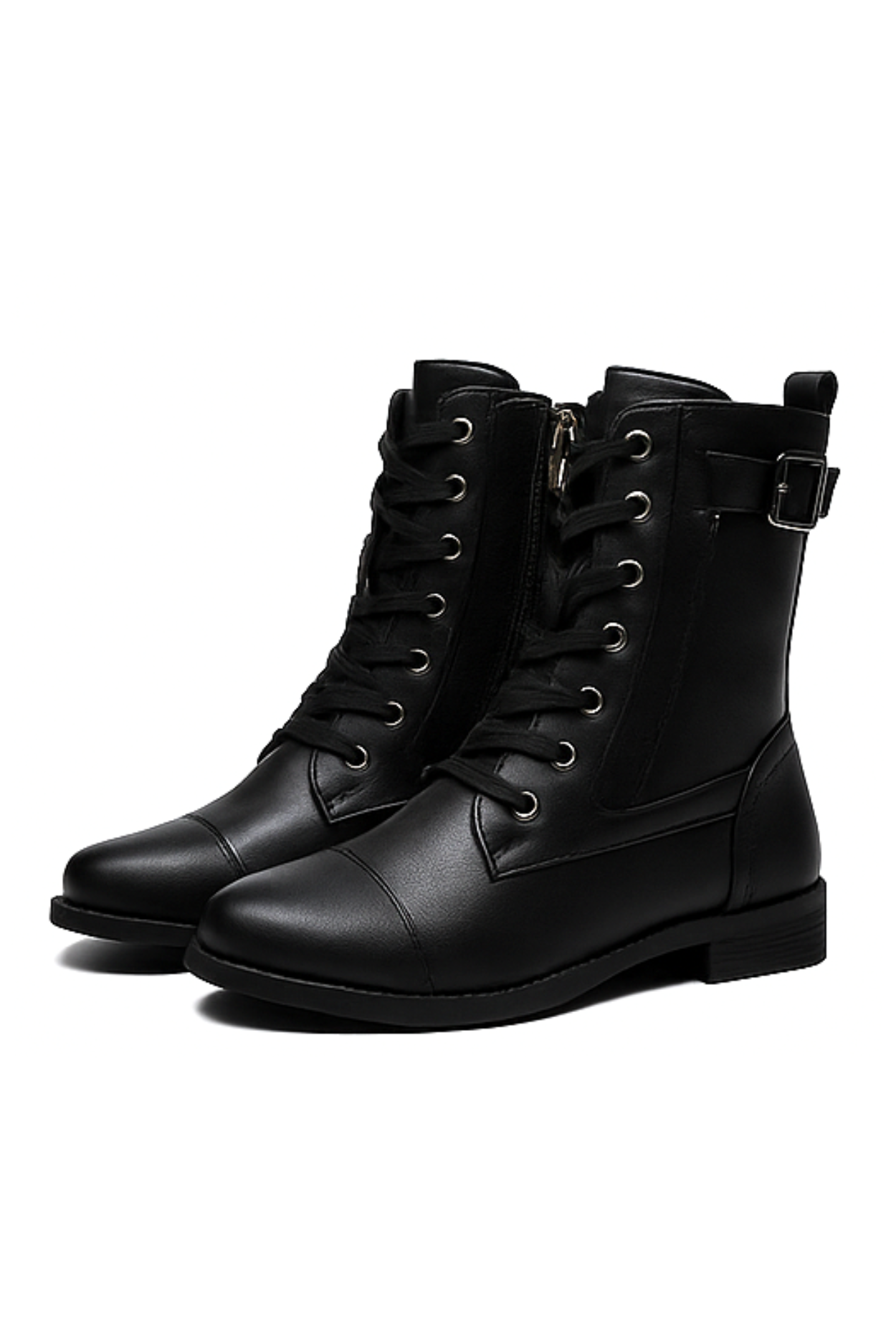 Miya Lederstiefel mit Reißverschluss - Schwarz