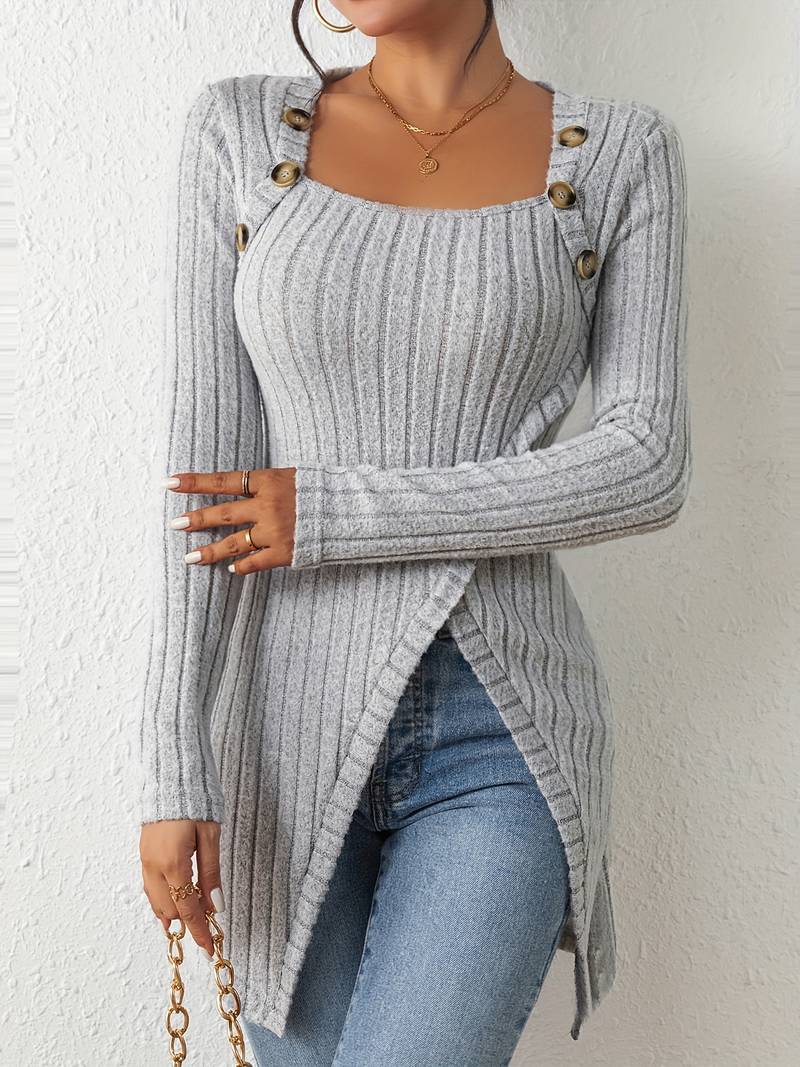 WW | Ribbed Button Top For Women